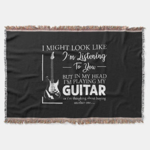 I Might Look Like Im Listening to You Music Guitar Throw Blanket
