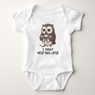 I Might Need Coffee Later - Funny Owl Humour Baby Bodysuit