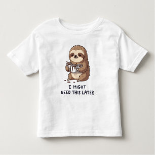 I Might Need Coffee Later - Lazy Sloth Humor Toddler T-Shirt