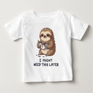 I Might Need Coffee Later - Lazy Sloth Humour Baby T-Shirt