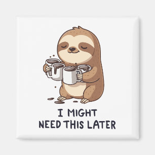 I Might Need Coffee Later - Lazy Sloth Humour Magnet