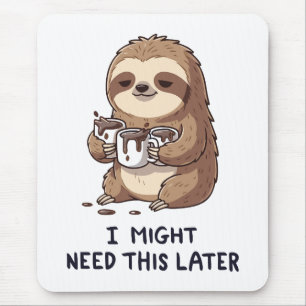 I Might Need Coffee Later - Lazy Sloth Humour Mouse Pad