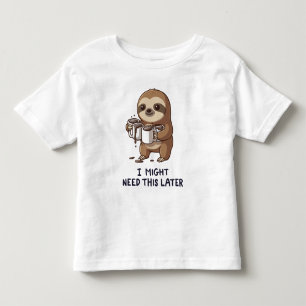 I Might Need Coffee Later - Lazy Sloth Humour Toddler T-Shirt