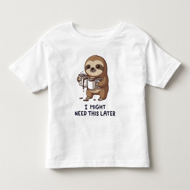 I Might Need Coffee Later - Lazy Sloth Humour Toddler T-Shirt (Front)