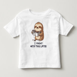I Might Need Coffee Later - Lazy Sloth Humour Toddler T-Shirt