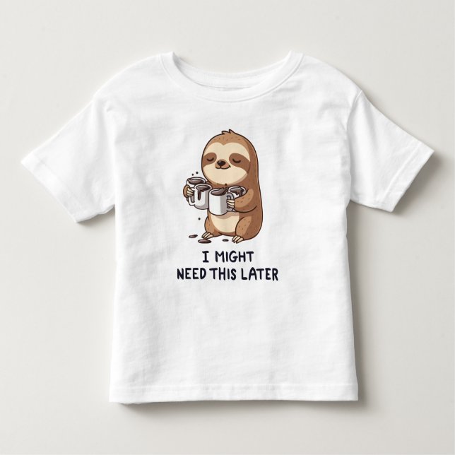 I Might Need Coffee Later - Lazy Sloth Humour Toddler T-Shirt (Front)