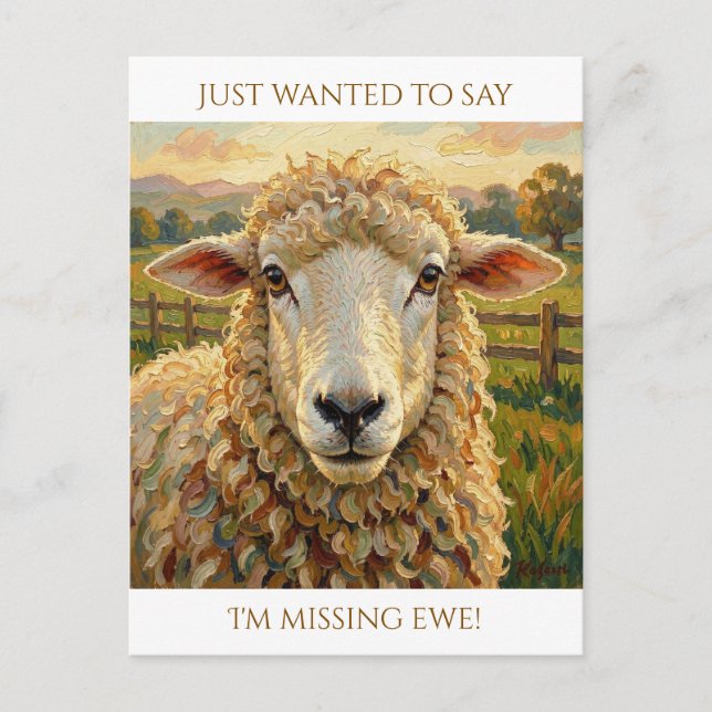 I Miss Ewe | Cute Keeping in Touch Postcard (Front)