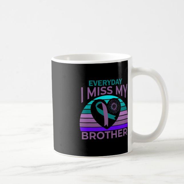I Miss My Brother Heart Ribbon Suicide Awareness S Coffee Mug (Right)
