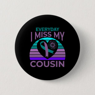 I Miss My Cousin Heart Sunflower Suicide Awareness 6 Cm Round Badge