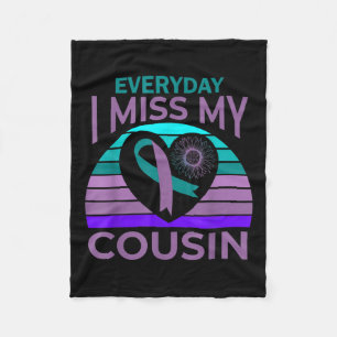 I Miss My Cousin Heart Sunflower Suicide Awareness Fleece Blanket