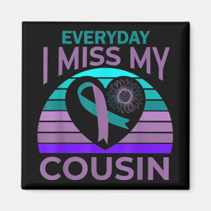 I Miss My Cousin Heart Sunflower Suicide Awareness Magnet