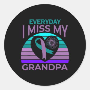 I Miss My Grandpa Heart Suicide Awareness Granddau Classic Round Sticker