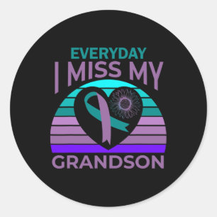I Miss My Grandson Heart Suicide Awareness Grandma Classic Round Sticker