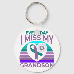 I Miss My Grandson Heart Suicide Awareness Grandma Key Ring