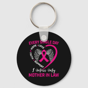 I Miss My Mother In Law Breast Cancer Graphic On B Key Ring