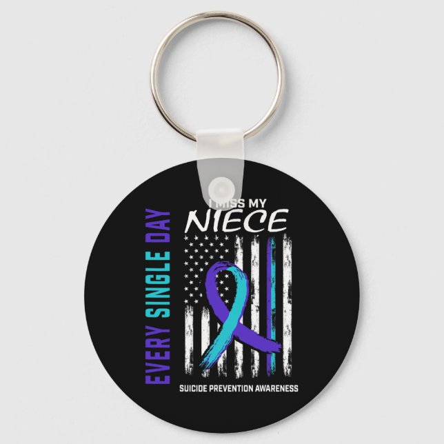 I Miss My Niece Suicide Awareness Prevention Ameri Key Ring (Front)