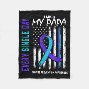 I Miss My Papa Awareness Prevention Aamerican Flag Fleece Blanket