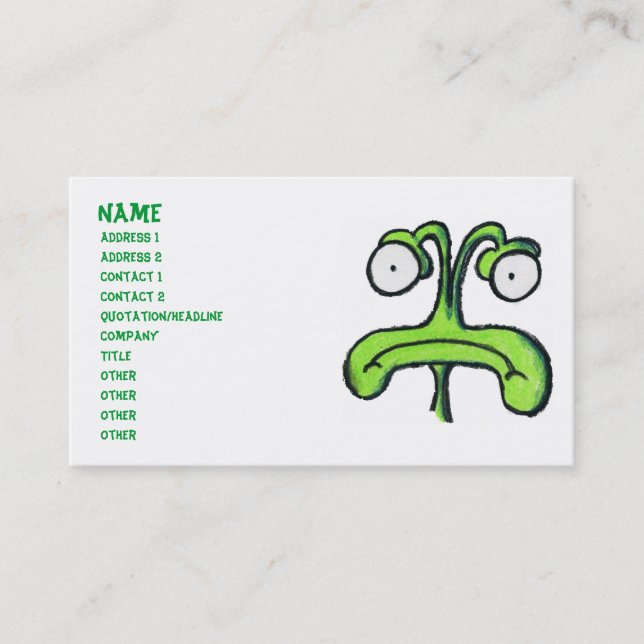 I MISS MY PLANET  ALIEN profile card (Front)