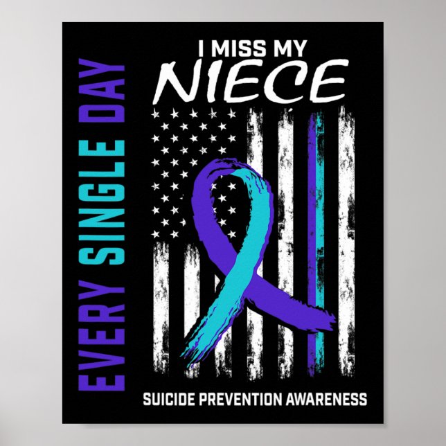 I Miss My Sister Heart Ribbon Suicide Awareness Br Poster (Front)
