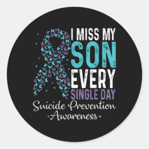 I Miss My Son Every Single Day Prevention Ribbon Classic Round Sticker