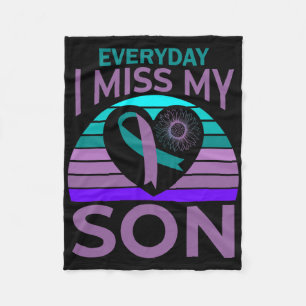 I Miss My Son Heart Sunflower Suicide Awareness Mo Fleece Blanket