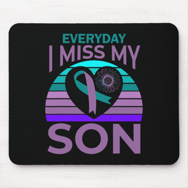 I Miss My Son Heart Sunflower Suicide Awareness Mo Mouse Pad (Front)