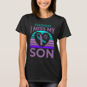 I Miss My Son Heart Sunflower Suicide Awareness Mo T-Shirt