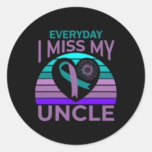 I Miss My Uncle Heart Sunflower Suicide Awareness Classic Round Sticker