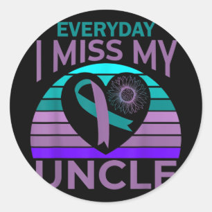 I Miss My Uncle Heart Sunflower Suicide Awareness Classic Round Sticker