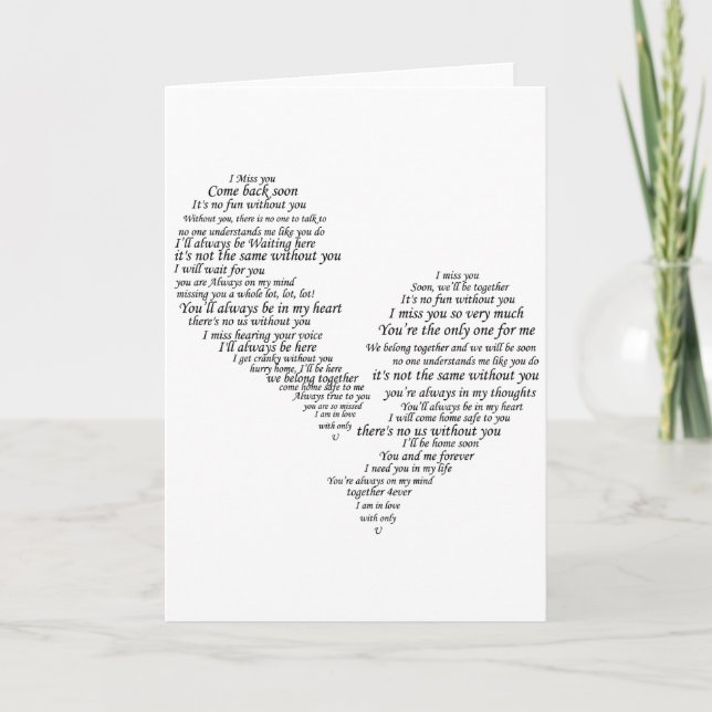 I Miss You - Broken Separated Heart Card (Front)
