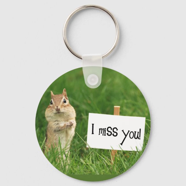 I Miss You Chipmunk with Sign Key Ring (Front)