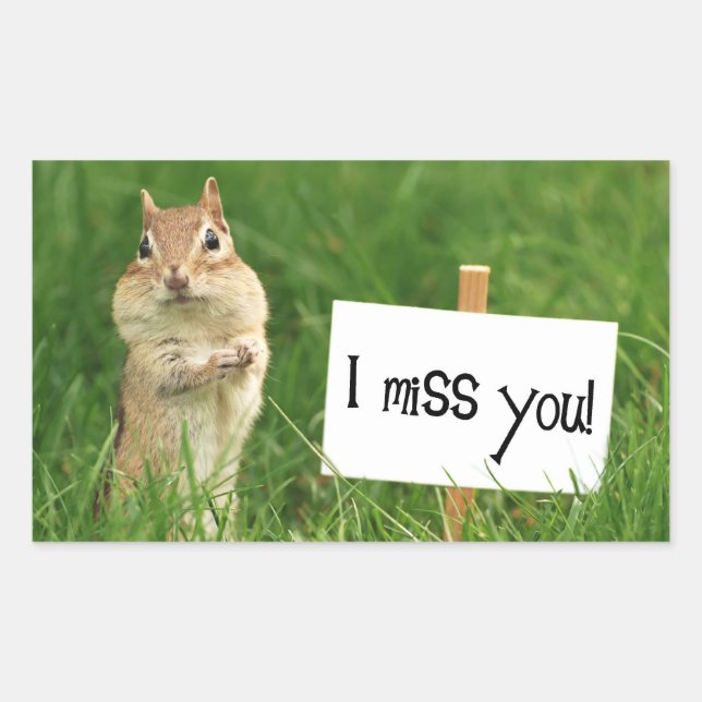I Miss You Chipmunk with Sign Rectangular Sticker (Front)