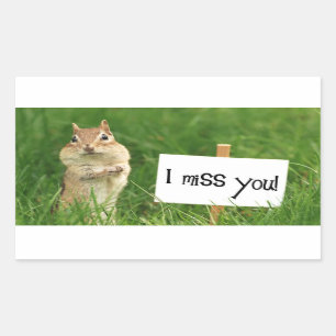 I Miss You Chipmunk with Sign Rectangular Sticker