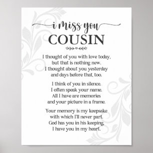 I Miss You Cousin Poem Poster