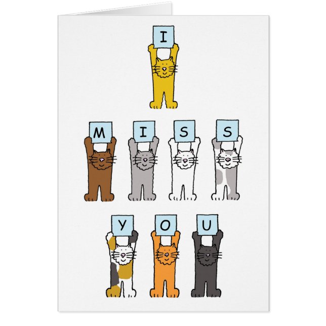 I Miss You Cute Cartoon Cats (Front)
