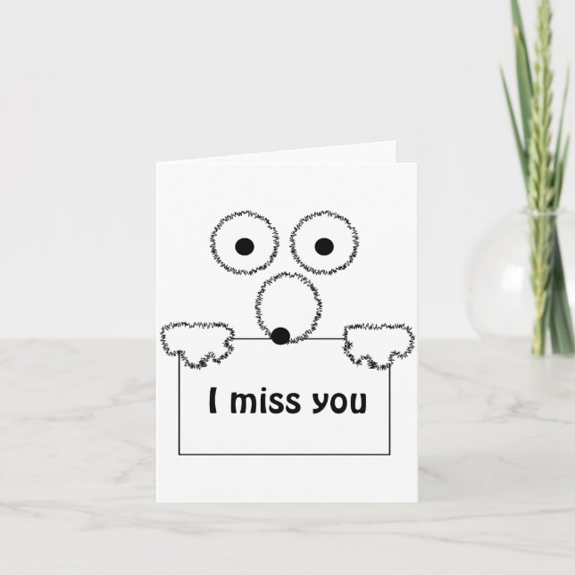 I miss you cute cartoon customisable card (Front)