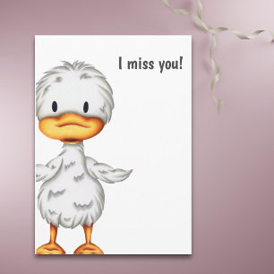 I Miss You Cute Simple Duck Illustrated Greeting Card