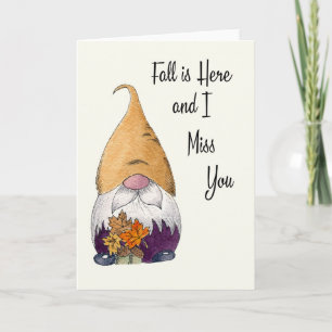I Miss You Fall Gnome greeting card