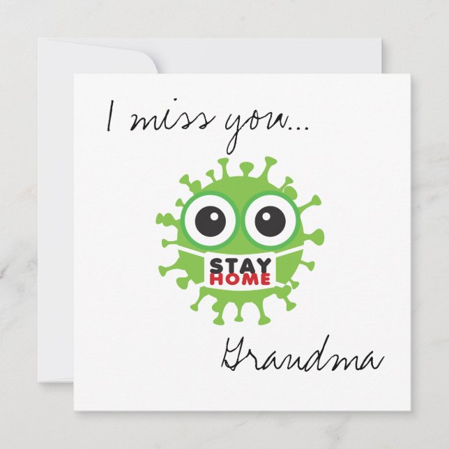 I Miss You Grandma Stay at Home Stay Safe Card (Front)