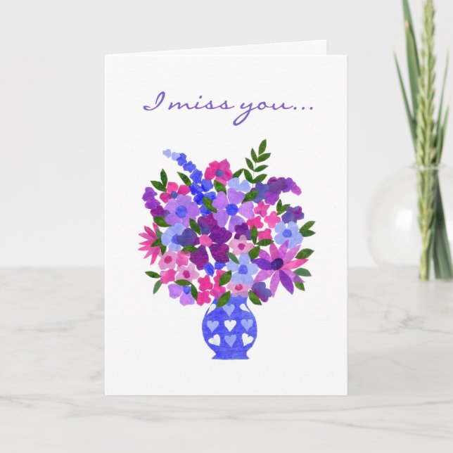 'I miss you' Greeting Card - Flower Power (Front)