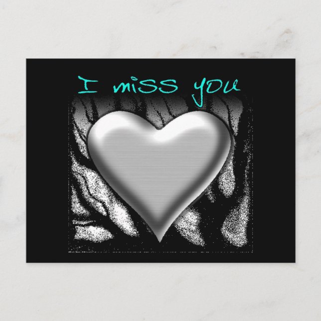 I Miss You Heart Postcard (Front)