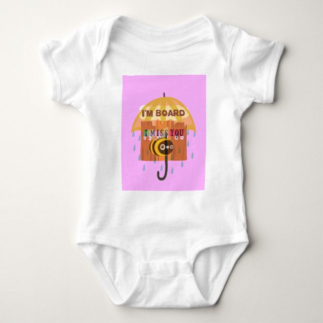 I Miss You in the rain I am bored Baby Bodysuit (Front)