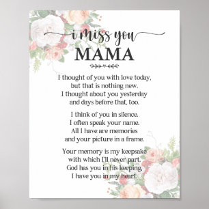 I Miss You Mama Poem Poster