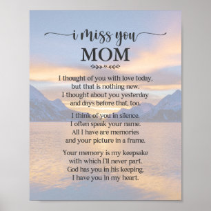 I Miss You Mum Poem Poster