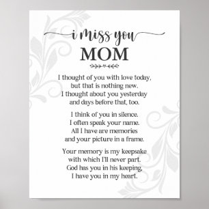 I Miss You Mum Poem Poster