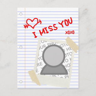 i miss you paper postcard