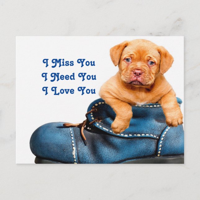 I Miss You Puppy Postcard (Front)