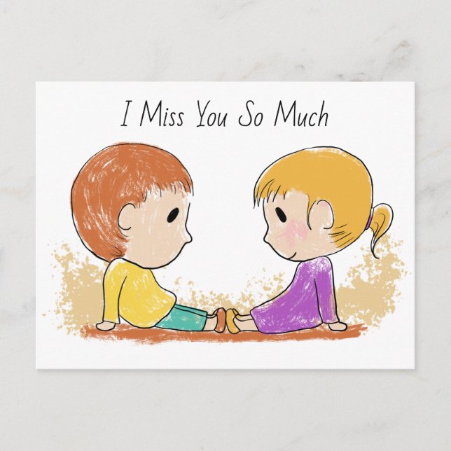 I Miss You So Much Cute Postcard (Front)