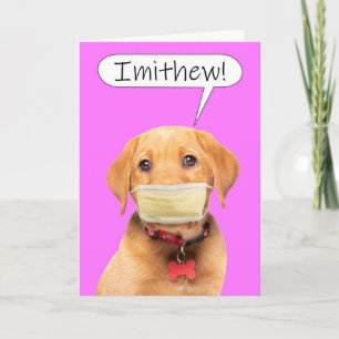 I Miss You Talking Puppy in Coronavirus Face Mask Holiday Card