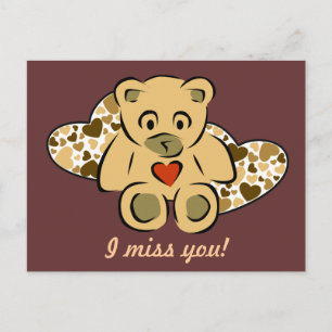 "I miss you!" Teddy Bear Postcard